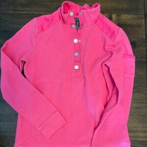 RALPH LAUREN Knit Pullover Sweater Womens Small Pink Snap Button Long Sleeve
